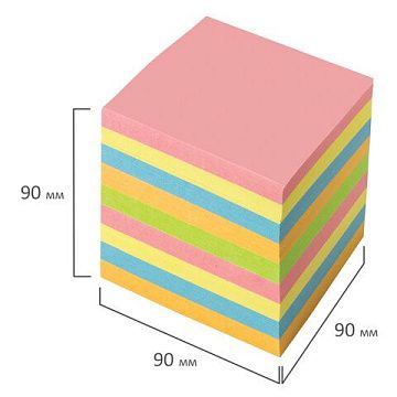 Блок для записей BRAUBERG непроклеенный, куб 9х9х9 см, цветной, 122341