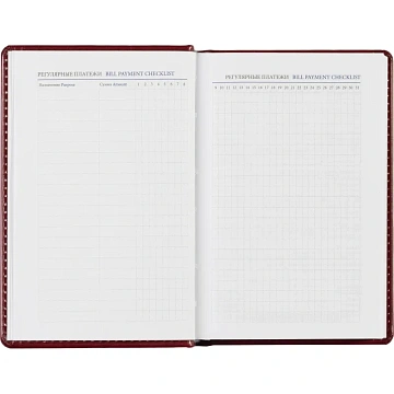Ежедневник недатированный бордо, А6,100x150, 320стр, Agenda