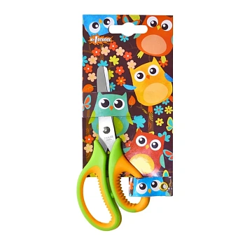 Ножницы детские 13,5 см, Веселые совята резиновые ручки
