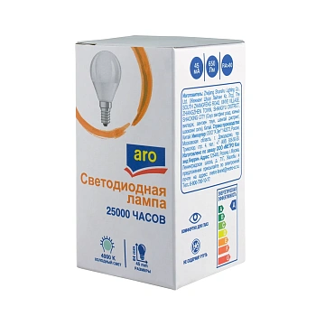 aro Лампа светодиодная E14 4000K Led 6Вт шар