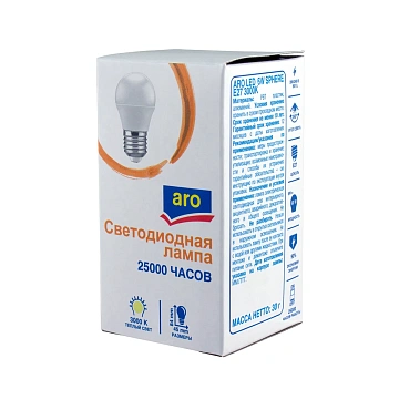 aro Лампа светодиодная E27 3000K Led 6Вт шар