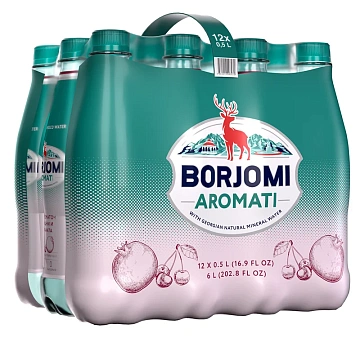 Вода Borjomi вишня-гранат минеральная газированная, 500мл