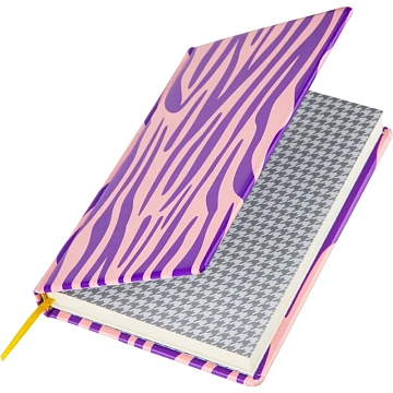 Ежедневник недатированный,А5,160л, экокожа,Attache Selection Zebra, розовый