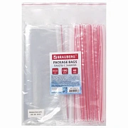 Пакеты с замком ZIP LOCK 'зиплок', комплект 100 шт., 180х250 мм, ПВД, толщина 40 микрон, BRAUBERG, 606214