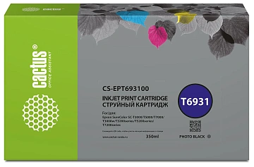 Картридж струйный Cactus CS-EPT693100 T6931 черный (350мл) для Epson SureColor SC-T3000/T3070/T3200/