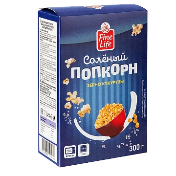 Fine Life Попкорн соленый (100г x 3шт), 300г