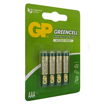 Батарейка GP Greencell AAA (R03) 24S солевая, BL4, 4шт/уп