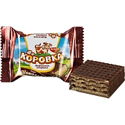 Конфеты вафельные РОТ ФРОНТ 'Коровка' глазированные с шоколадной начинкой, гофрокороб 2 кг, РФ17636