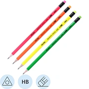 Карандаш чернографитный Deli Neon, HB, дерев, трехгр, с ласт, ассорти