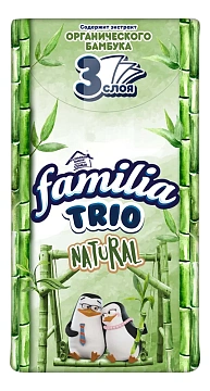 Платочки бумажные Familia Trio Natural три слоя