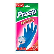 Перчатки резиновые хозяйственные Paclan 'Practi Extra Dry', разм. L, х/б напыление, 100% флок, голуб