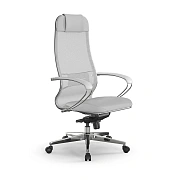 Кресло руководителя Метта Samurai Comfort S Infinity, ткань-сетка/экокожа, жемчужно-белая, крестовина хром