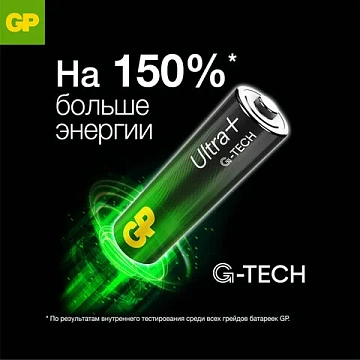 Батарейка Gp Ultra Plus AAA LR03, 1.5В, алкалиновая, 4шт/уп