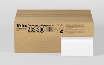 Бумажные полотенца Veiro Professional Lite H2, 2 слоя, Z-сложение, 200лист, белые,  Z32-200