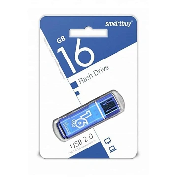 Флеш-диск 16 GB, SMARTBUY Glossy, USB 2.0, синий, SB16GBGS-B