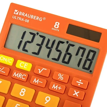Калькулятор настольный BRAUBERG ULTRA-08-RG, КОМПАКТНЫЙ (154x115 мм), 8 разрядов, двойное питание, О