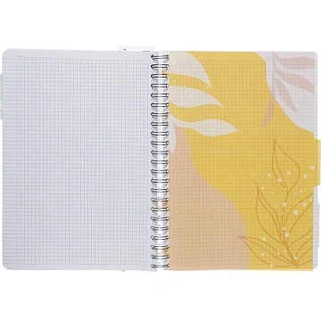 Бизнес-тетрадь 120л,клетка,А4 Flora 1,пласт.обл,серебр.спир,3раздел,линейка