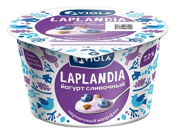 Йогурт Viola Laplandia Черничный маффин сливочный 7.2%, 180г