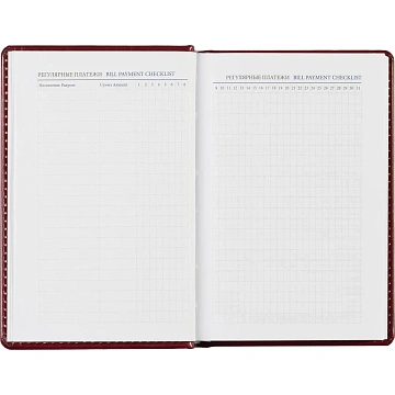 Ежедневник недатированный бордо, А6,100x150, 320стр, Agenda