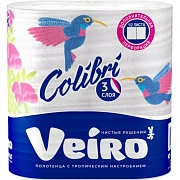 Полотенца бумажные VEIRO Colibri 3-сл.,белые с гол.тиснением,2рул./уп.8п32