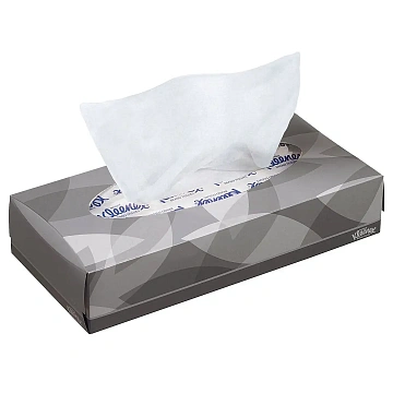 Косметические салфетки Kimberly-Clark Kleenex 100шт, 21.5х18.6см, 2 слоя, белые