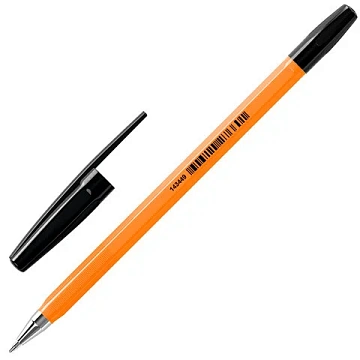 Ручка шариковая BRAUBERG 'M-500 ORANGE', ЧЕРНАЯ, корпус оранжевый, узел 0,7 мм, линия письма 0,35 мм, 143449