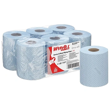 Бумажные полотенца рулонные с ц.вытяжкой Kimberly-Clark WypAll L10 6220 106,4м, 1 слой, синие, 280шт