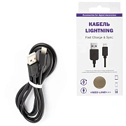 Кабель USB 2.0 – Lightning, 1 м, RED LINE, для подключения портативных устройств, черный, УТ000008646