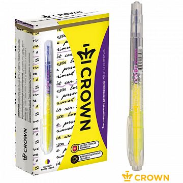 Текстовыделитель двухсторонний Crown 'Multi Hi-Lighter Twin' желтый/фиолетовый, 3/2мм