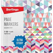 Флажки-закладки Berlingo 'Ultra Sticky' 'Geometry', 18*70мм, бумажные, в книжке, с дизайном, 25л*4 б