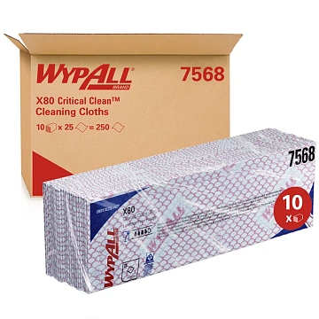 Протирочные салфетки Kimberly-Clark WypAll Х80 7568, листовые, 25шт, 1 слой, красные