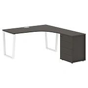 Стол эргономичный с тумбой EVCET 1518(R) Мокко/Белый 1560х1880х750 EDIS