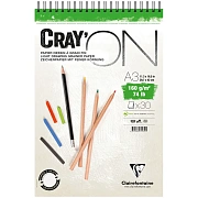Скетчбук - блокнот 30л., А3 Clairefontaine 'Cray ON', на гребне, мелкозерн., 160г/м2