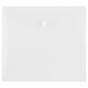 Папка-конверт на кнопке СТАММ А5+, 150мкм, пластик, прозрачная, бесцветная