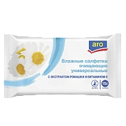 aro Салфетки влажные с витамином Е увлажняющие, 15шт