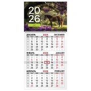 Календарь квартальный на 2026 г., 1 блок, 1 гребень, бегунок, мелованная бумага, BRAUBERG, 'Символ г