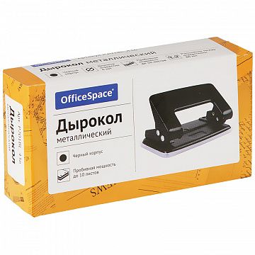 Дырокол OfficeSpace 10л., металлический, черный