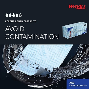 Протирочные салфетки Kimberly-Clark WypAll Х50 7441, листовые, 50шт, 1 слой, синие