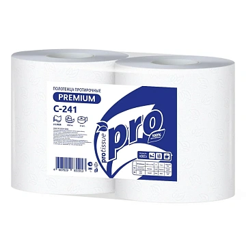 Протирочные салфетки Protissue С241 в рулоне, белые, 350м, 2 слоя, 35х35см
