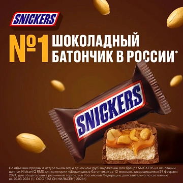 Шоколадный батончик Snickers Minis с карамелью, арахисом и нугой, 2,9кг