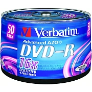 Диск DVD-R VERBATIM 4,7 Gb 16x Cake Box (упаковка на шпиле), КОМПЛЕКТ 50 шт., 43548