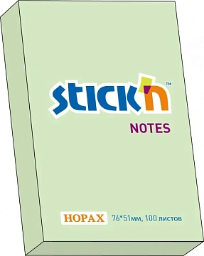 Самокл. блок 76х51, 100л, зеленый, STICK'N,HOPAX