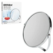 Зеркало настольное BRABIX (БРАБИКС), круглое, диаметр 17 см, двустороннее, с увеличением, рамка из нержавеющей стали, 607421