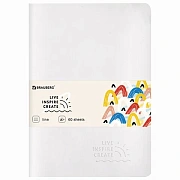 Тетрадь 60 л. в линию обложка кожзам SoftTouch, сшивка, B5 (179х250мм), БЕЛЫЙ, BRAUBERG RAINBOW, 403887