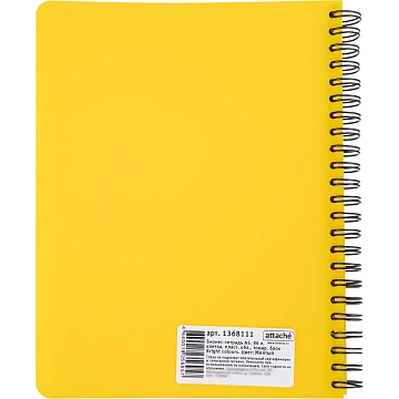 Бизнес-тетрадь А5,96л,кл,спир,пластик,тон.бл. Attache Bright colours Желтый