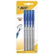 Ручки шариковые с грипом BIC 'Round Stic Exact', НАБОР 4 шт., СИНИЕ, линия письма 0,28 мм, блистер