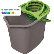 Ведро 10 л для уборки КОМПЛЕКТ с ОТЖИМОМ для веревочных и ленточных МОПов, 24х35х24 см, YORK, 70020