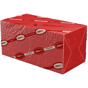 Салфетки сервировочные Roshy 24х24см, красные, 2 слоя, 250шт