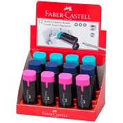 Точилка пластиковая с ластиком Faber-Castell 'Combi' 1 отверстие, контейнер, ассорти