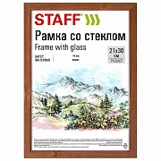 Рамка 21х30 см со стеклом, багет 16 мм, дерево, STAFF 'Sonata', цвет орех, 391359